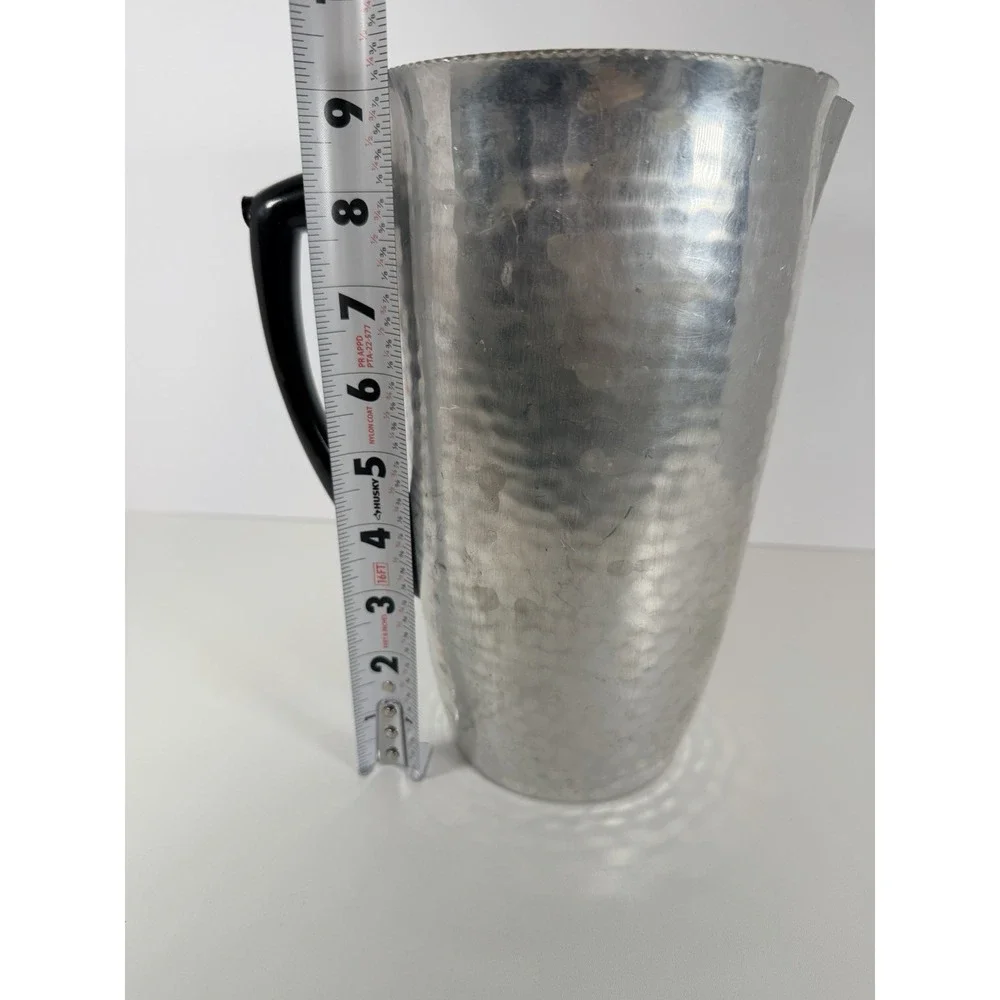 Vintage Water Pitcher Hammered Aluminum,‎ Bakelite Handle MCM Made In Spain MMM